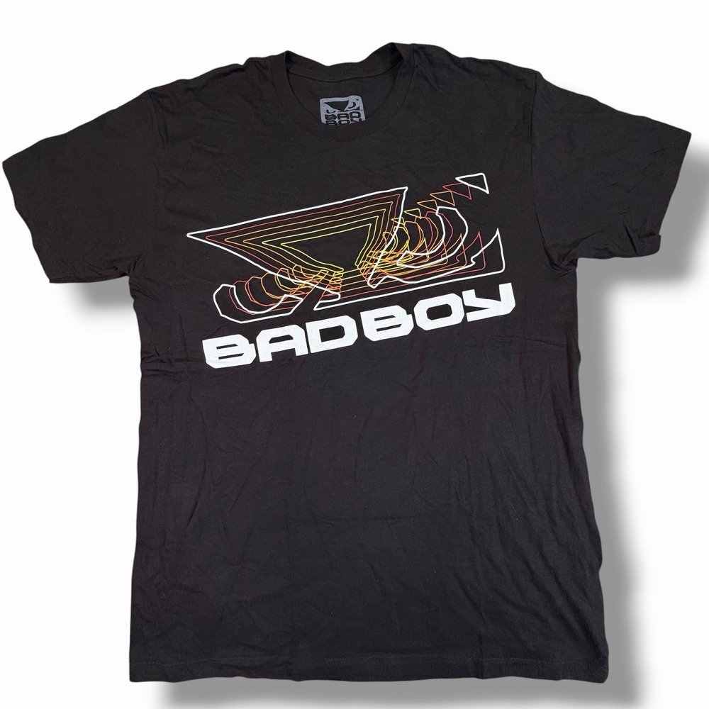 Bad Boy Pro Series MMA T-Shirt Men's Medium Black Retro Neon Logo Fightwear UFC